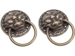 Conjunto De Puxadores Porta Uonlytech Vintage Copper Tiger Head, 2 Peças, Estilo Retrô, Com Base De 3, 5cm Para Gavetas