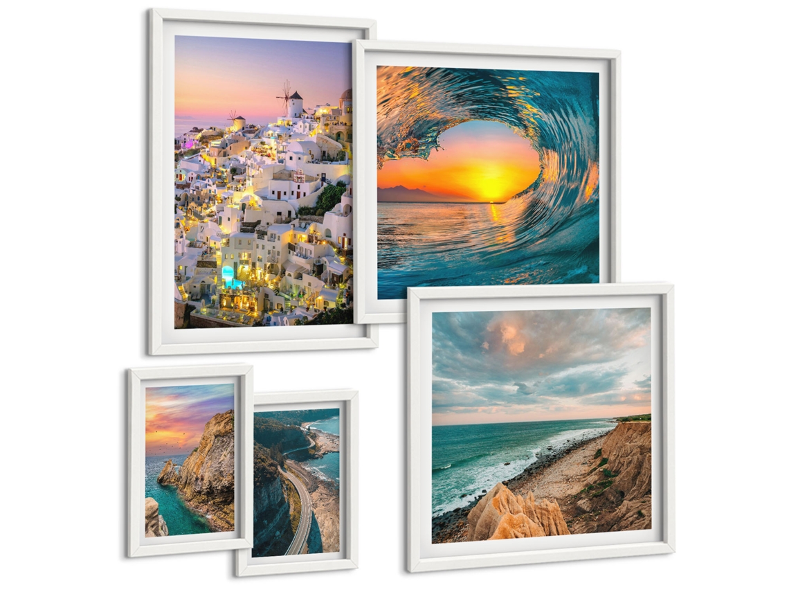 Conjunto De Pinturas Paisagens Litorâneas Praias Espelharte (5 Peças)