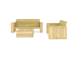 Maison Exclusive - 3 Pcs Conjunto Móveis Jardim Madeira De Pinho Impregnada