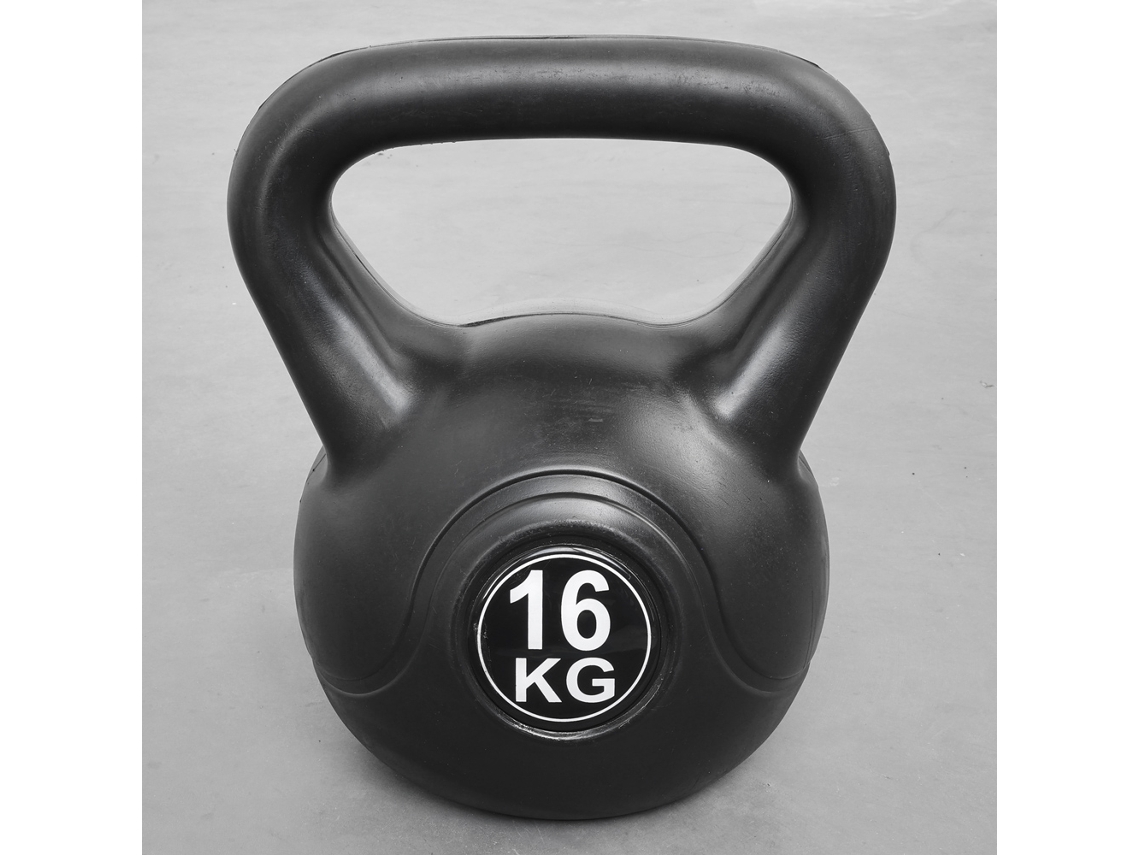 Kettlebell 16 kg Plástico para uso interno e externo Preto