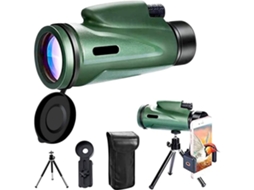 Binóculos ENKERS Monoculares 80X100 Portátil HD com Suporte e Suporte para Telefone Móvel para Observação de Pá-Preto