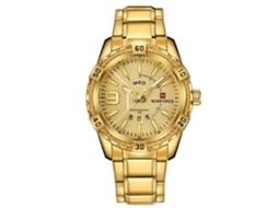 Relógio Masculino de Quartzo com Cinta de Aço Impermeável 30m e Calendário (dourado)