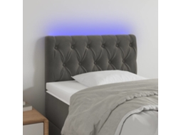Vidaxl Cabeceira De Cama C/ Luzes Led Veludo 80x7x78/88cm Cinza-escuro