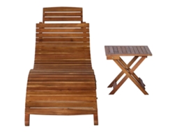 Espreguiçadeira com Mesa Madeira de Acácia Maciça Castanho MAISON EXCLUSIVE