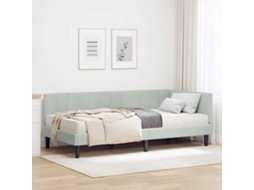 Vidaxl Estrutura De Cama De Canto Com Colchão 2 Unid. Cinzento-claro