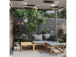 Conjunto Lounge Jardim 4 Peças C/ Almofadões Acácia Maciça Dkd Home Decor
