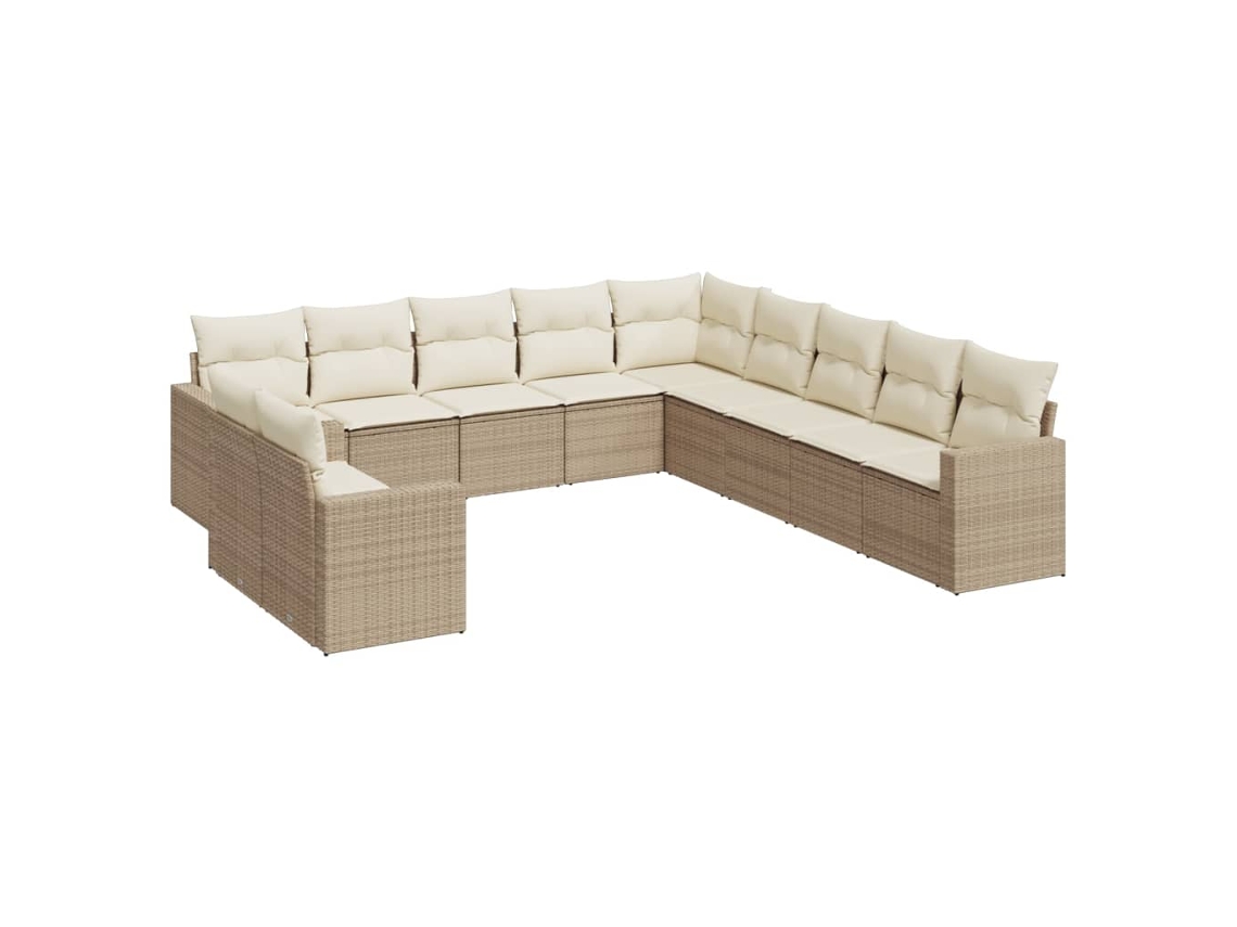 Maison Exclusive - 11 Pcs Conjunto Sofás De Jardim C/ Almofadões Vime Pe Bege