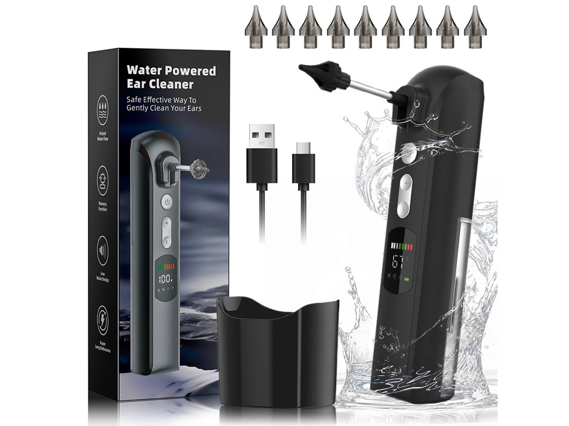 Irrigador Ouvido Elétrico com Ecrã 3 Configurações Ipx7 10 Acessórios À Bateria ZYBLSSBB