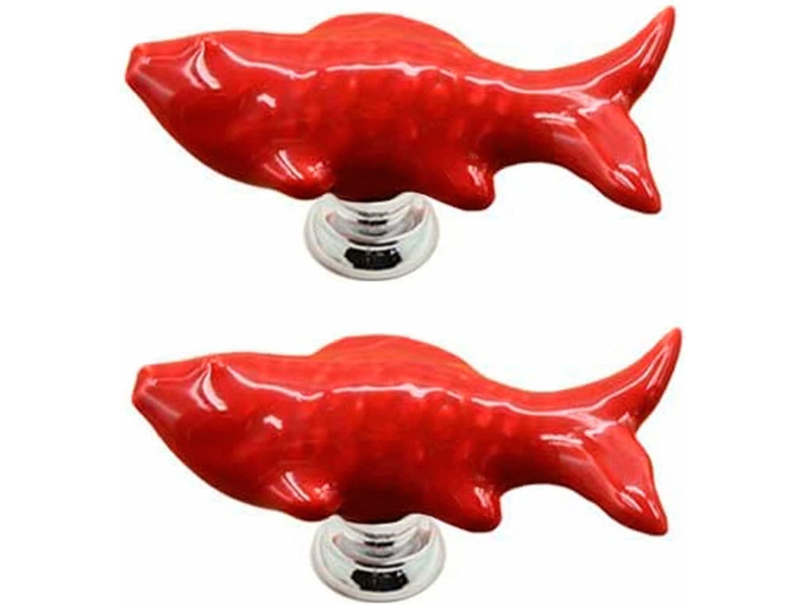 Conjunto De 2 Puxadores Cerâmica Vermelha Com Base Em Liga Zinco, Puxadores De Cerâmica Para Móveis Gavetas Armários