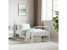 Estrutura De Cama Com Cabeceira E Pés 90x190 Cm Metal Branco