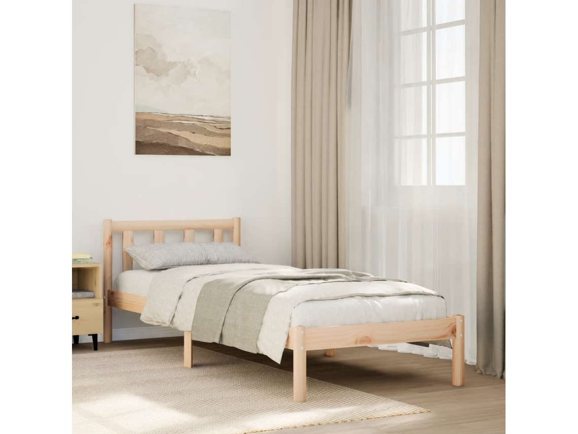 Vidaxl Cama Extra Longa Sem Colchão 100x220 Cm Madeira De Pinho Maciça