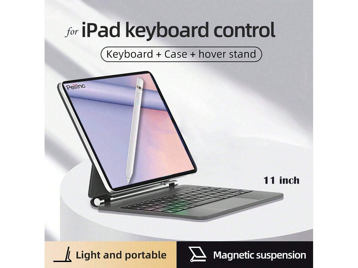 Teclado Mágico Magnético com Protetor de Tecido Bluetooth Touch para iPad Pro 13 Branco Ushion (2024)