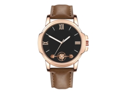 Relógio de quartzo com pulseira de couro PU, estilo moderno e simples para homens.
