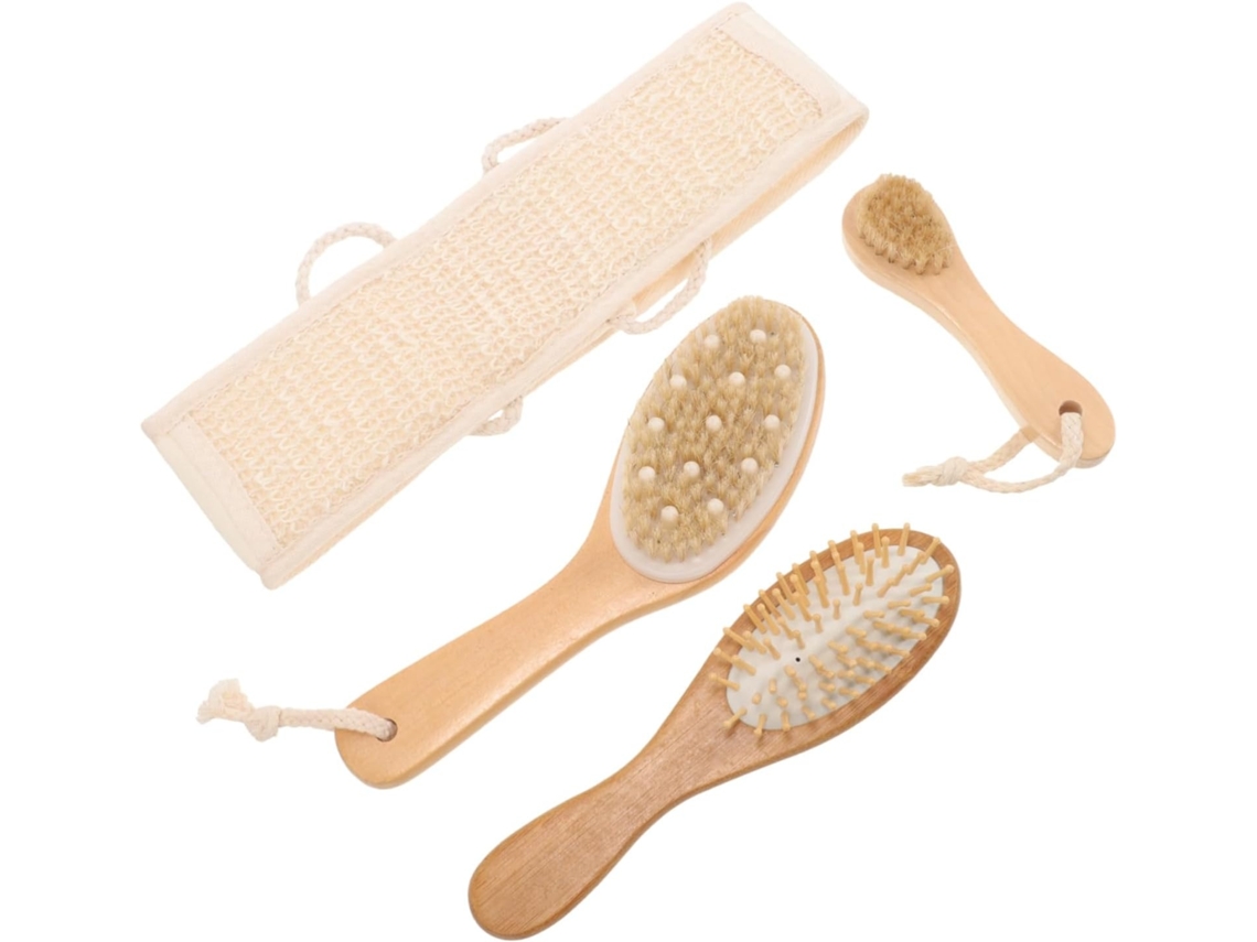 Lurelia Conjunto De 4 Escovas De Banho Para Duche, Dupla Face E Pega Ergonómica