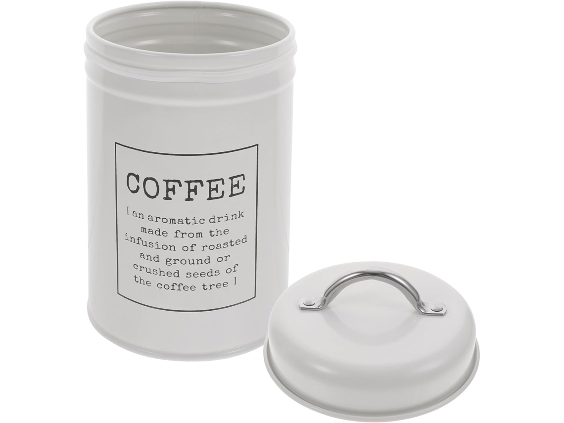 Pote Hermético Europeu De Metal Branco Para Café, Chá E Açúcar