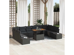 Vidaxl Conjunto de Sofá de Jardim 11 Pcs Preto Rattan Sintético