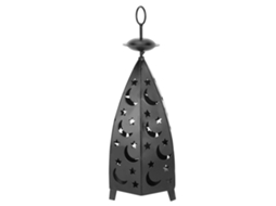 Castiçal Retrô com Estrela e Lua Vazada, Suporte para Velas, Decoração para Casa e Quarto, Ornamento Preto BRILVIBERA