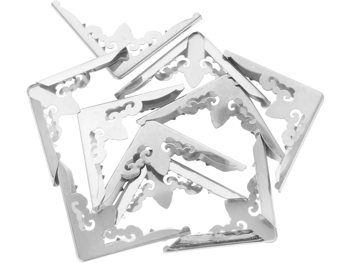 Lote De 10 Peças Para Présents Proteções Ângulo Réglables Alliage Zinc Argenté Pour Livres Boîtes Bijoux,