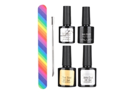 Kit Eficiente De Esmalte De Uñas Com Quitamaniquí, Base, Top Coat, Lixa E Empurrador Para Manicure E Arte De Uñas