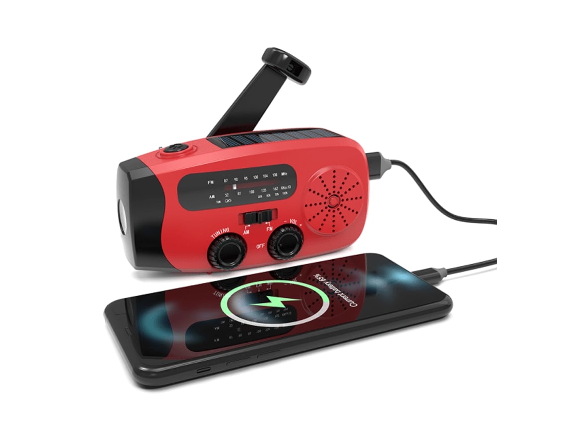 Rádio de Manivela com Células Solares, Lanterna e Bateria Externa de 2000mah AQUAFORGE