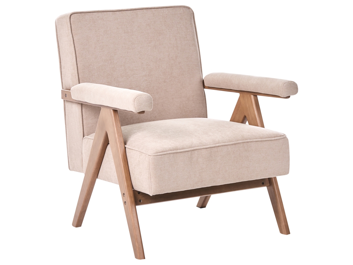 Sillón Beliani Evje De Lino Sintético Beige 70x72x81