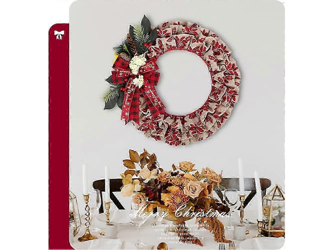 Coroa De Natal Para Porta Com Laço, Bagas E Pinhas
