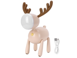 Luz Noturna Led Cervo Cartoon Mesa 1200mah Usb Marrom Claro