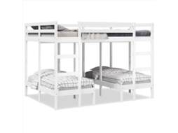 Vidaxl Beliche Triplo 140x200/70x140 Cm Madeira De Pinho Maciça Branco