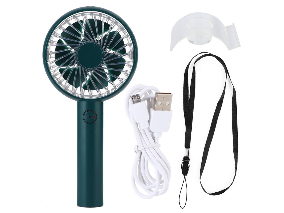 Ventilador Portátil Mini Silencioso Usb com Suporte Celular Verde Escuro | S/MARCA