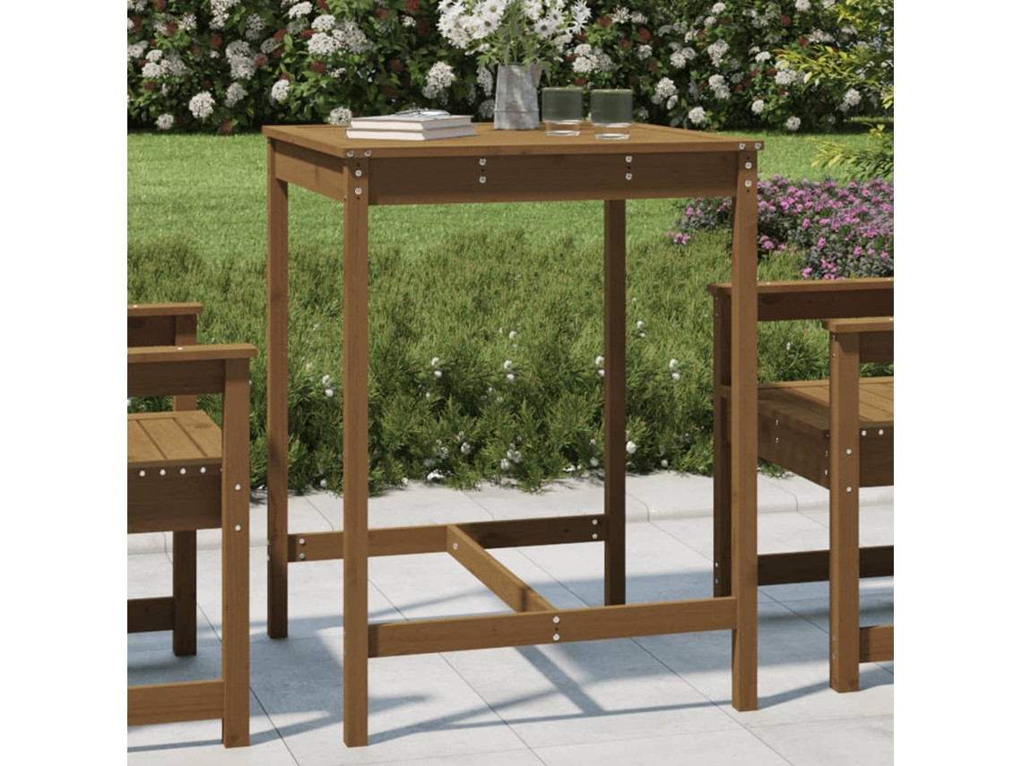 Vidaxl Mesa Jardim 82,5x82,5x110 Cm Pinho Maciço Castanho-mel