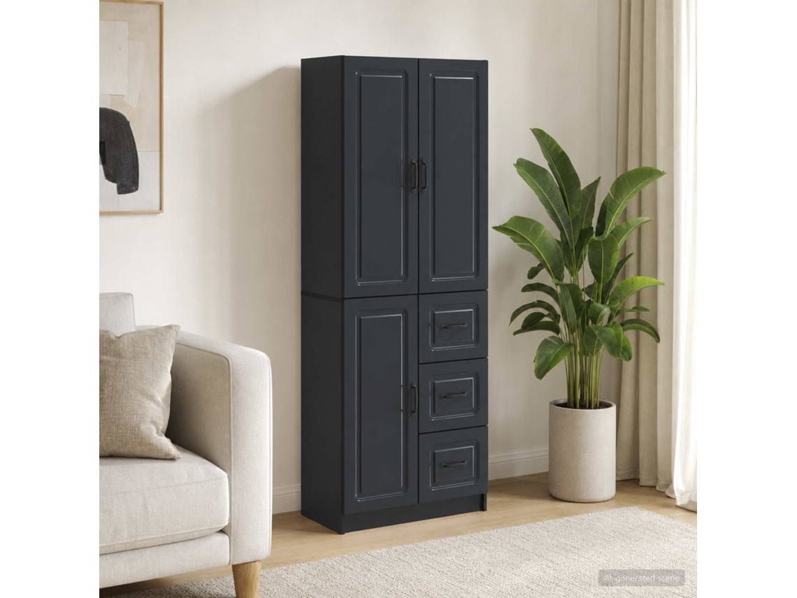 Vidaxl Conjunto De Gabinete 2 Unid. Preto Derivados De Madeira