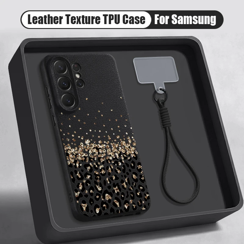 (cordão Preto) Capa Para Celular Galaxy S25 Com Estampa De Leopardo