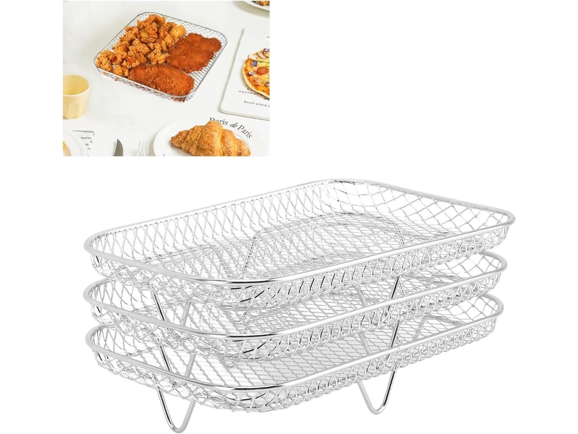 Grelha De Cozimento De 3 Peças, Grelha Para Grelhar, Adequada Para Fritadeira A Ar, Escorredor Para Forno De Fritadeira A Ar