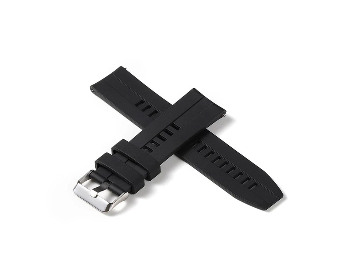 Bracelete Em Silicone Preto Para Relógio Largura 22mm*
