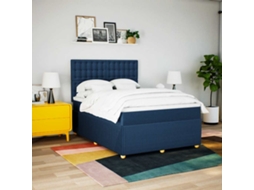 Vidaxl Cama com Molas/colchão 160x200 Cm Tecido Azul