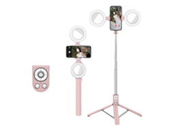 Bastão De Selfie Extensível Com Controle Remoto Sem Fio Recarregável Tik Tok, Suporte Para Tripé E Lâmpada Dupla Slowmoose