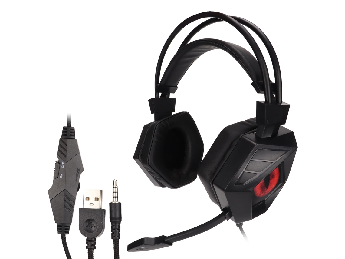 Fone De Ouvido Sem Fio Para Jogos Com Microfone E Cancelamento De Ruído Rgb Para Pc Ps4 E Laptop, Preto E Vermelho Aquaforge