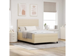 Vidaxl Cama Box Com Colchão Com Cabeceira Creme 140 X 200 Cm Tecido