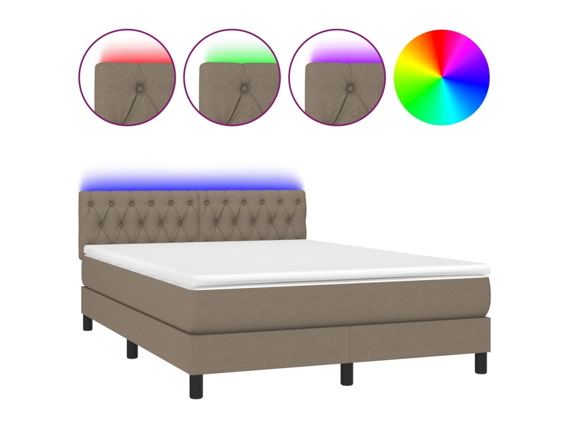 Box Spring Bed, Box Spring Beds Vidaxl Cinzento-acastanhado Tecido (140 X 190 Cm)