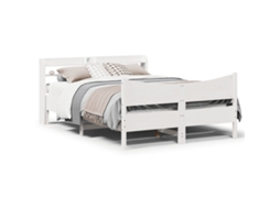 Estrutura De Cama C/ Cabeceira 150x200 Cm Pinho Maciço Branco