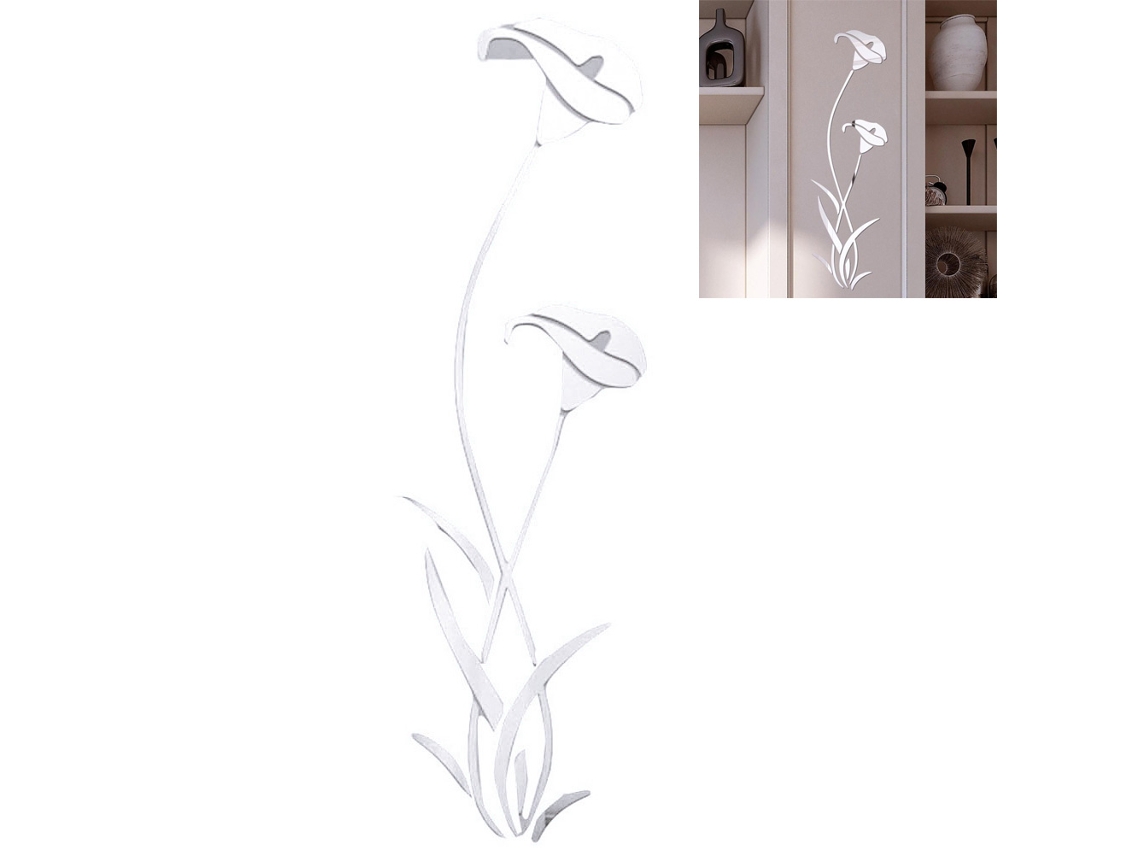 Adesivo Parede Espelho Floral Removível Decorativo Moderno