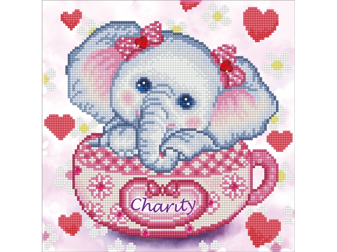 Conjunto De Pintura Com Diamantes Diamond Dotz, Elefante Da Caridade, 30x30 Cm