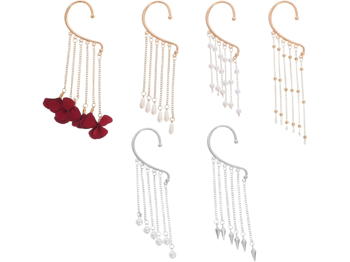 Conjunto De 6 Brincos Longos Com Pingente De Borla, Cores Sortidas.