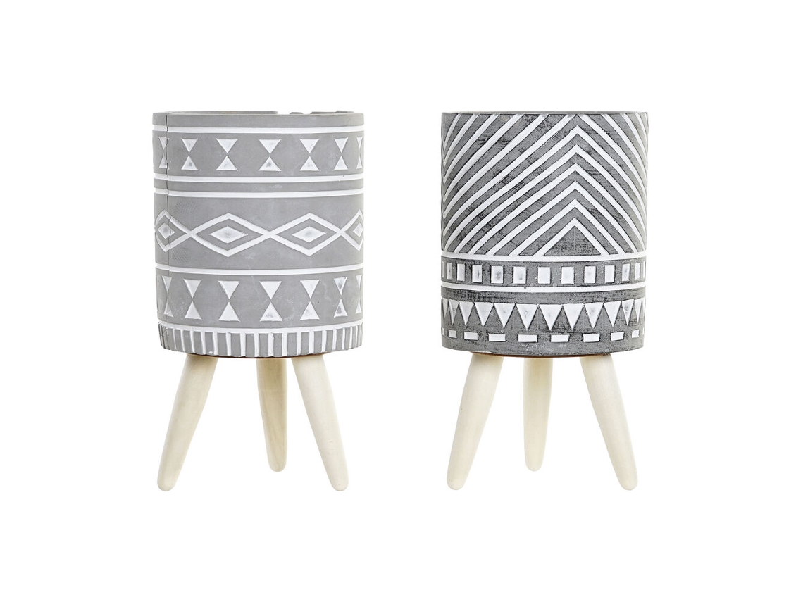 Conjunto de 2 Vasos DKD HOME DECOR (Cimento - 14.3 x 14.3 x 26.20 cm)