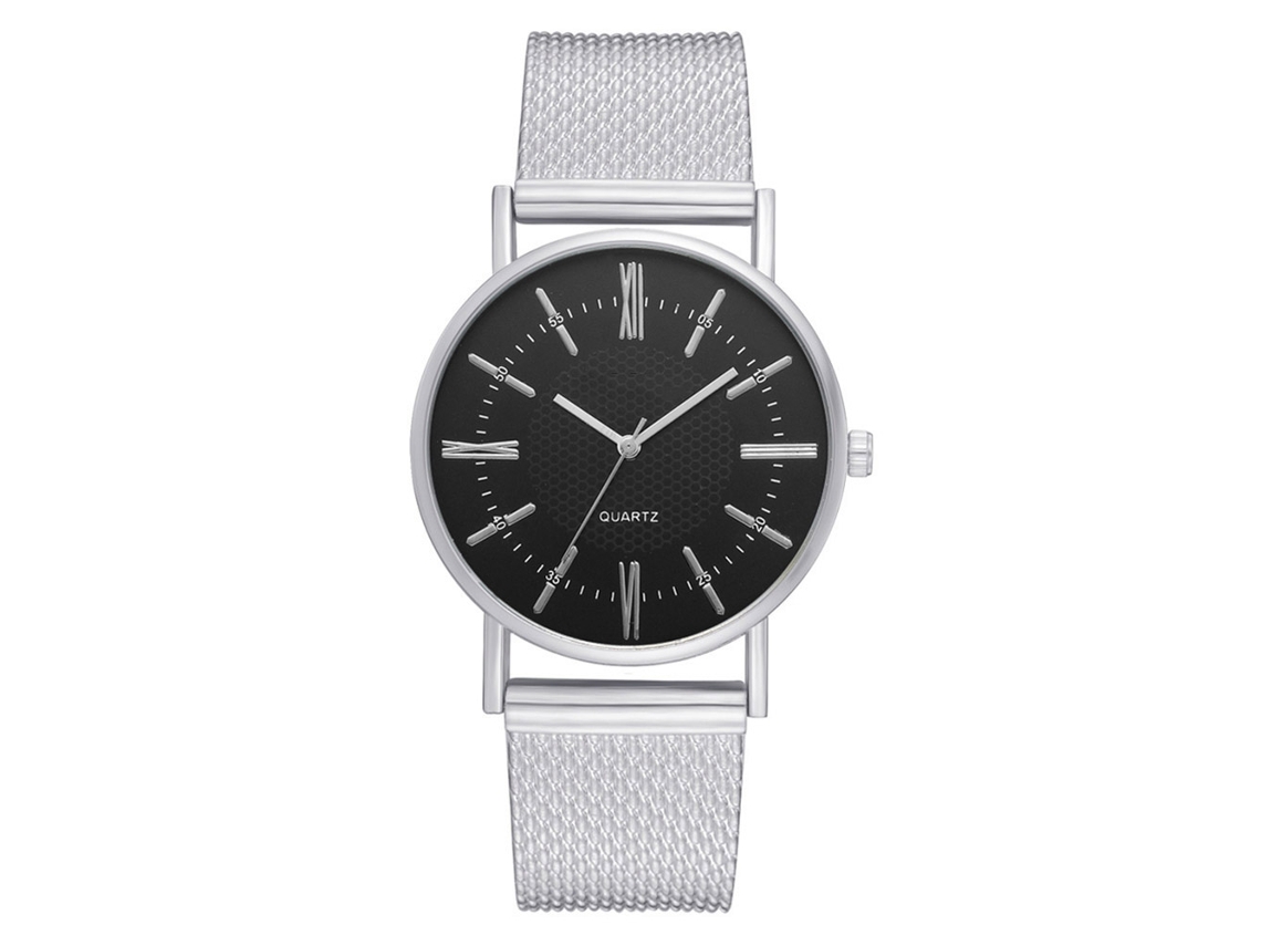 Relógio Feminino de Negócio Elegante com Pulseira de Silicone e Movimento de Quartzo (prata)