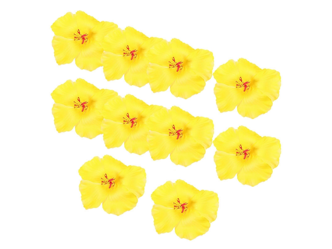 Flores Artificiais de Hibisco Amarelo para Decoração, 10 Unidades, em Eva. AQUAFORGE