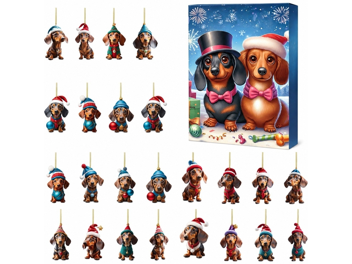 Calendário Do Advento Com Teckels (acrílico - Modelo C)