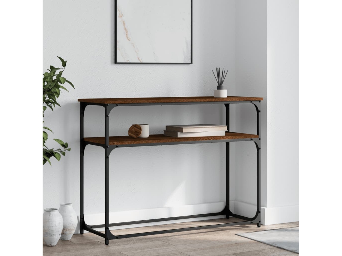 Vidaxl Mesa Consola 100x35,5x75 Cm Derivados Madeira Carvalho Castanho