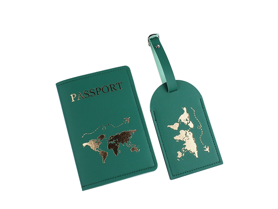 Porta-passaporte Elegante Em Couro Pu Com Impressão De Letras, Porta, Etiqueta De Bagagem E Porta, Endereço Para Mala