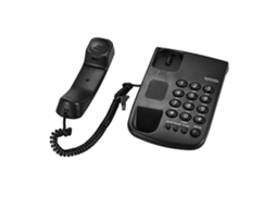 TELEFONE FIXO com display LCD, identificação de chamadas, volume ajustável, despertador
